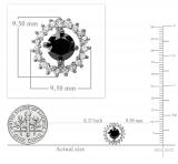 1.00 Carat (ctw) Sterling Silver Ladies Round Black & White Diamond Stud Earrings Jackets can be separated