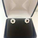 0.40 Carat (ctw) Sterling Silver Black & White Round Diamond Ladies Swirl Stud Earrings