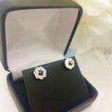0.40 Carat (ctw) Sterling Silver Black & White Round Diamond Ladies Swirl Stud Earrings