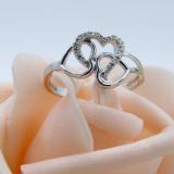 0.10 Carat (ctw) Sterling Silver Round Brilliant Diamond Ladies Promise Three Heart Infinity Love Engagement Ring