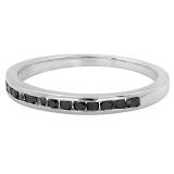 0.25 Carat (ctw) Round Black Diamond Wedding Anniversary Stackable Band 1/4 CT Sterling Silver