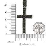 1.20 Carat (ctw) Sterling Silver Round Black Diamond Micro Pave Men's Hip Hop Religious Cross Pendant 1 1/4 CT
