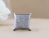 0.10 Carat (ctw) Round White Diamond Kite Men's Hip Hop Iced Stud Earring 1/10 CT 10K White Gold (Only 1 Pc)
