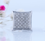 0.10 Carat (ctw) Round White Diamond Kite Men's Hip Hop Iced Stud Earring 1/10 CT 10K White Gold (Only 1 Pc)