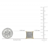 0.20 Carat (ctw) Round White Diamond Kite Men's Hip Hop Iced Stud Earrings 1/5 CT 14K Yellow Gold