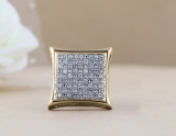 0.10 Carat (ctw) Round White Diamond Kite Men's Hip Hop Iced Stud Earring 1/10 CT 18K Yellow Gold (Only 1 Pc)