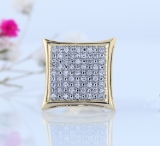 0.10 Carat (ctw) Round White Diamond Kite Men's Hip Hop Iced Stud Earring 1/10 CT 18K Yellow Gold (Only 1 Pc)