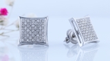 0.20 Carat (ctw) Round White Diamond Kite Men's Hip Hop Iced Stud Earrings 1/5 CT Sterling Silver