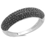 0.50 Carat (ctw) 14k White Gold Round Black Diamond Ladies Anniversary Wedding Band 1/2 CT