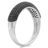 0.50 Carat (ctw) 14k White Gold Round Black Diamond Ladies Anniversary Wedding Band 1/2 CT