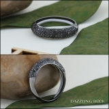 0.50 Carat (ctw) 14K Black Rhodium Plated White-Gold Round Black Diamond Ladies Anniversary Wedding Band 1/2 CT