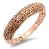 0.50 Carat (ctw) 14k Rose Gold Round Red Diamond Ladies Anniversary Wedding Band 1/2 CT