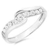 0.50 Carat (ctw) 14k White Gold Round Diamond Ladies Bridal Engagement Ring 1/2 CT