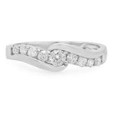 0.50 Carat (ctw) 14k White Gold Round Diamond Ladies Bridal Engagement Ring 1/2 CT
