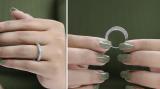 1.40 Carat (ctw) 14k White Gold Princess & Round Diamond Ladies Anniversary Wedding Matching Band Stackable Ring