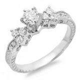 0.75 Carat (ctw) 14k White Gold Round Diamond Ladies Bridal Engagement Ring 3/4 CT