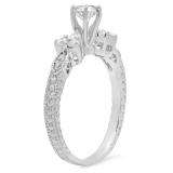 0.75 Carat (ctw) 14k White Gold Round Diamond Ladies Bridal Engagement Ring 3/4 CT