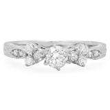 0.75 Carat (ctw) 14k White Gold Round Diamond Ladies Bridal Engagement Ring 3/4 CT