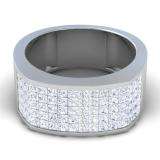 2.00 Carat (ctw) 14k White Gold Princess Invisible Set Diamond Men's Wedding Band Ring 2 CT