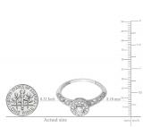 0.38 Carat (Ctw) 10k White Gold Round Diamond Bridal Halo Style Vintage & Antique Milgrain Engagement Ring