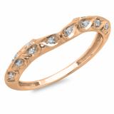 0.10 Carat (ctw) 14K Rose Gold Round Diamond Ladies Anniversary Wedding Stackable Matching Band 1/10 CT