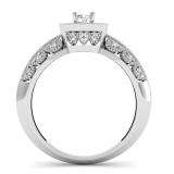 0.38 Carat (Ctw) 14k White Gold Round Diamond Bridal Halo Style Vintage & Antique Milgrain Engagement Ring