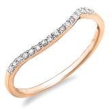0.12 Carat (ctw) 10K Rose Gold Round Cut Diamond Ladies Anniversary Wedding Contour Stackable Band Guard Ring