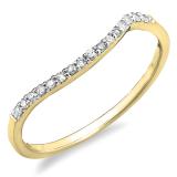 0.12 Carat (ctw) 10K Yellow Gold Round Cut Diamond Ladies Anniversary Wedding Contour Stackable Band Guard Ring