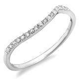 0.12 Carat (ctw) 14K White Gold Round Cut Diamond Ladies Anniversary Wedding Contour Stackable Band Guard Ring