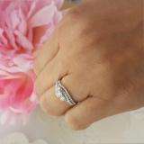 0.75 Carat (ctw) 14K White Gold Round Diamond Ladies 3 Stone Bridal Engagement Ring Matching Band Set 3/4 CT