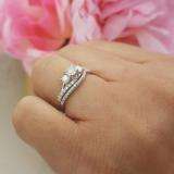 0.75 Carat (ctw) 14K White Gold Round Diamond Ladies 3 Stone Bridal Engagement Ring Matching Band Set 3/4 CT