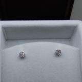 0.20 Carat (ctw) 10k White Gold Round White Diamond Ladies Cluster Flower Earrings 1/5 CT