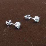 0.20 Carat (ctw) 10k White Gold Round White Diamond Ladies Cluster Flower Earrings 1/5 CT