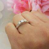 0.90 Carat (ctw) 10k White Gold Round Cut Diamond Ladies 3 Stone Engagement Bridal Ring