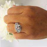 0.75 Carat (ctw) 10K White Gold Round Diamond Ladies Bridal Engagement Ring With Two Wedding Bands 3 Piece Set 3/4 CT