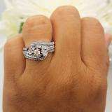 0.75 Carat (ctw) 10K White Gold Round Diamond Ladies Bridal Engagement Ring With Two Wedding Bands 3 Piece Set 3/4 CT
