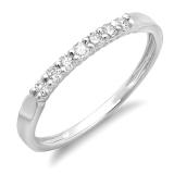 0.25 Carat (ctw) 10k White Gold Round Diamond Ladies 7 Stone Anniversary Wedding Band Stackable Ring 1/4 CT