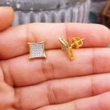 0.10 Carat (ctw) Sterling Silver Round White Diamond Kite Shape Stud Earrings