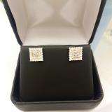 0.50 Carat (ctw) Sterling Silver Round White Diamond Ladies Cluster Earrings 1/2 CT