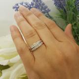 1.00 Carat (ctw) 10K White Gold Round Princess & Baguette Cut Diamond Ladies Bridal Engagement Ring Set 1 CT
