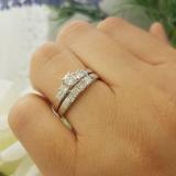 1.00 Carat (ctw) 10K White Gold Round Princess & Baguette Cut Diamond Ladies Bridal Engagement Ring Set 1 CT