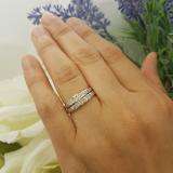 1.00 Carat (ctw) 14k White Gold Round Princess & Baguette Cut Diamond Ladies Bridal Engagement Ring Set 1 CT