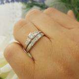1.00 Carat (ctw) 14k White Gold Round Princess & Baguette Cut Diamond Ladies Bridal Engagement Ring Set 1 CT