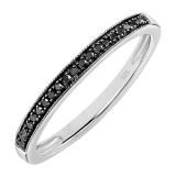 0.10 Carat (ctw) Sterling Silver Round Black Real Diamond Wedding Anniversary Stackable Band Ring