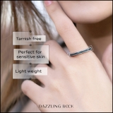 0.10 Carat (ctw) Sterling Silver Round Black Real Diamond Wedding Anniversary Stackable Band Ring