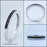 0.10 Carat (ctw) Sterling Silver Round Black Real Diamond Wedding Anniversary Stackable Band Ring