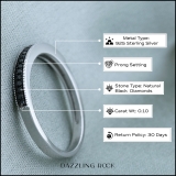0.10 Carat (ctw) Sterling Silver Round Black Real Diamond Wedding Anniversary Stackable Band Ring