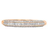 0.45 Carat (ctw) 14k Rose Gold Princess & Round Diamond Ladies Anniversary Wedding Matching Band Stackable Ring