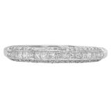 0.45 Carat (ctw) 14k White Gold Princess & Round Diamond Ladies Anniversary Wedding Matching Band Stackable Ring