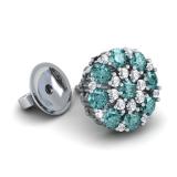 1.25 Carat (ctw) 14K White Gold Round White & Blue Diamond Fancy Shaped Cluster Earrings